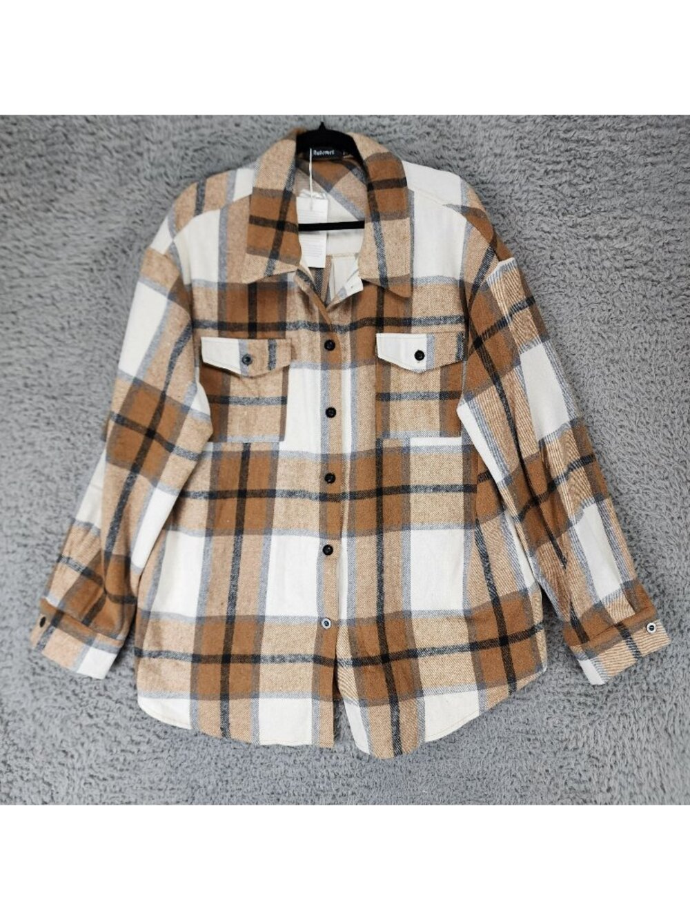 Automet Shirt Womens 2XL Brown Plaid Flannel Long Sleeve Button Up *NWT*